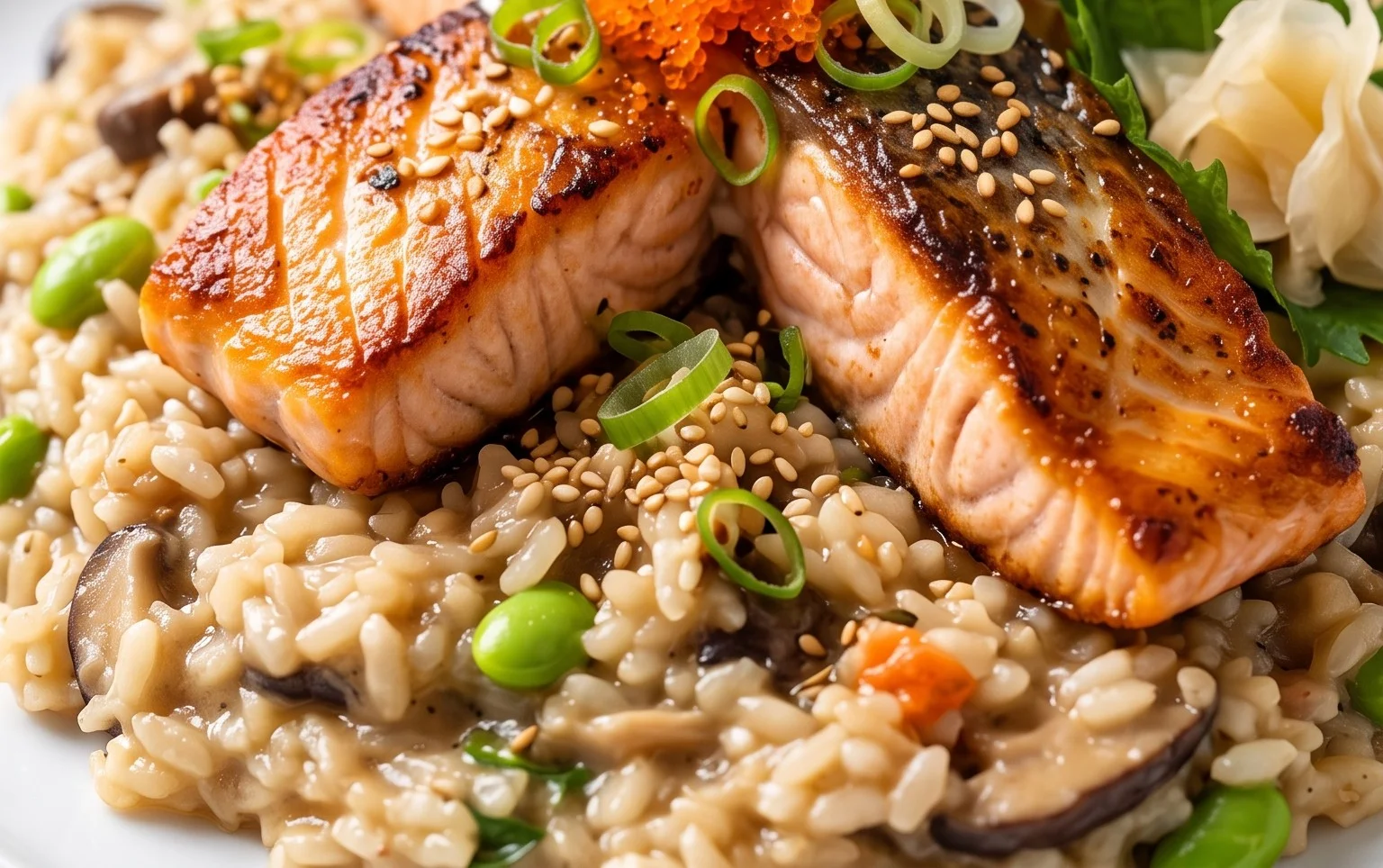Japanese Style Risotto with Seared Salmon